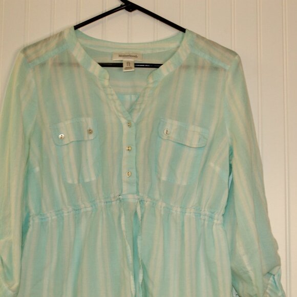 Motherhood Maternity Ladies Blouse Top 3/4 Sleeve Tie Up Waist Size Large - Picture 2 of 8